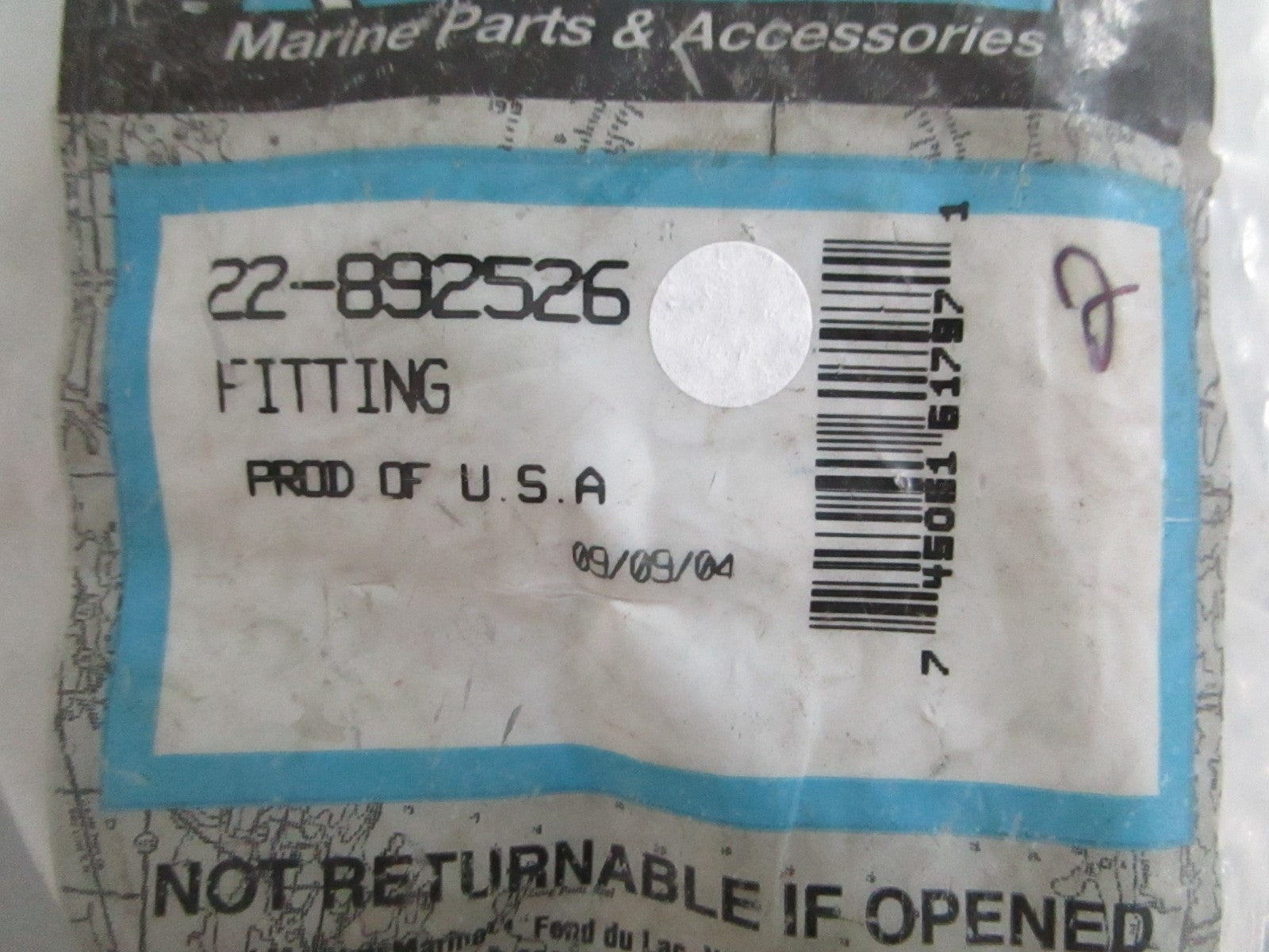 NEW OEM 22-892526 Mercury Quicksilver Fitting 0820