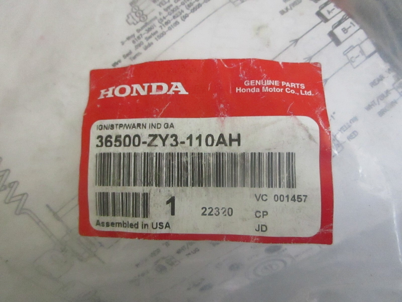 *NEW OEM* 0820 Honda Ignition/Stop/Warning Indicator Gauge 36500-ZY3-110AH