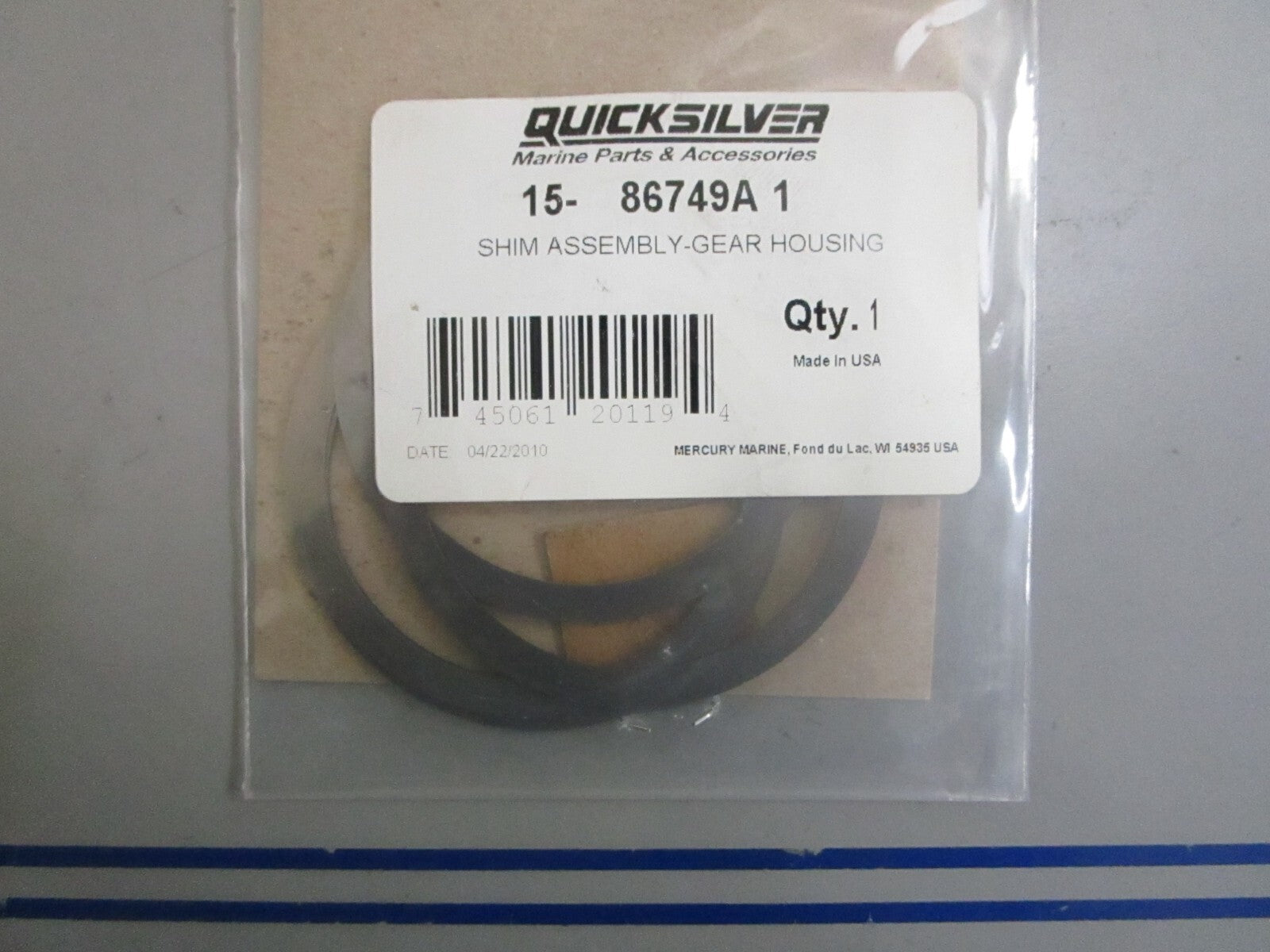 *NEW OEM* 0810 Mercury Quicksilver Shim Set 15-86749A1
