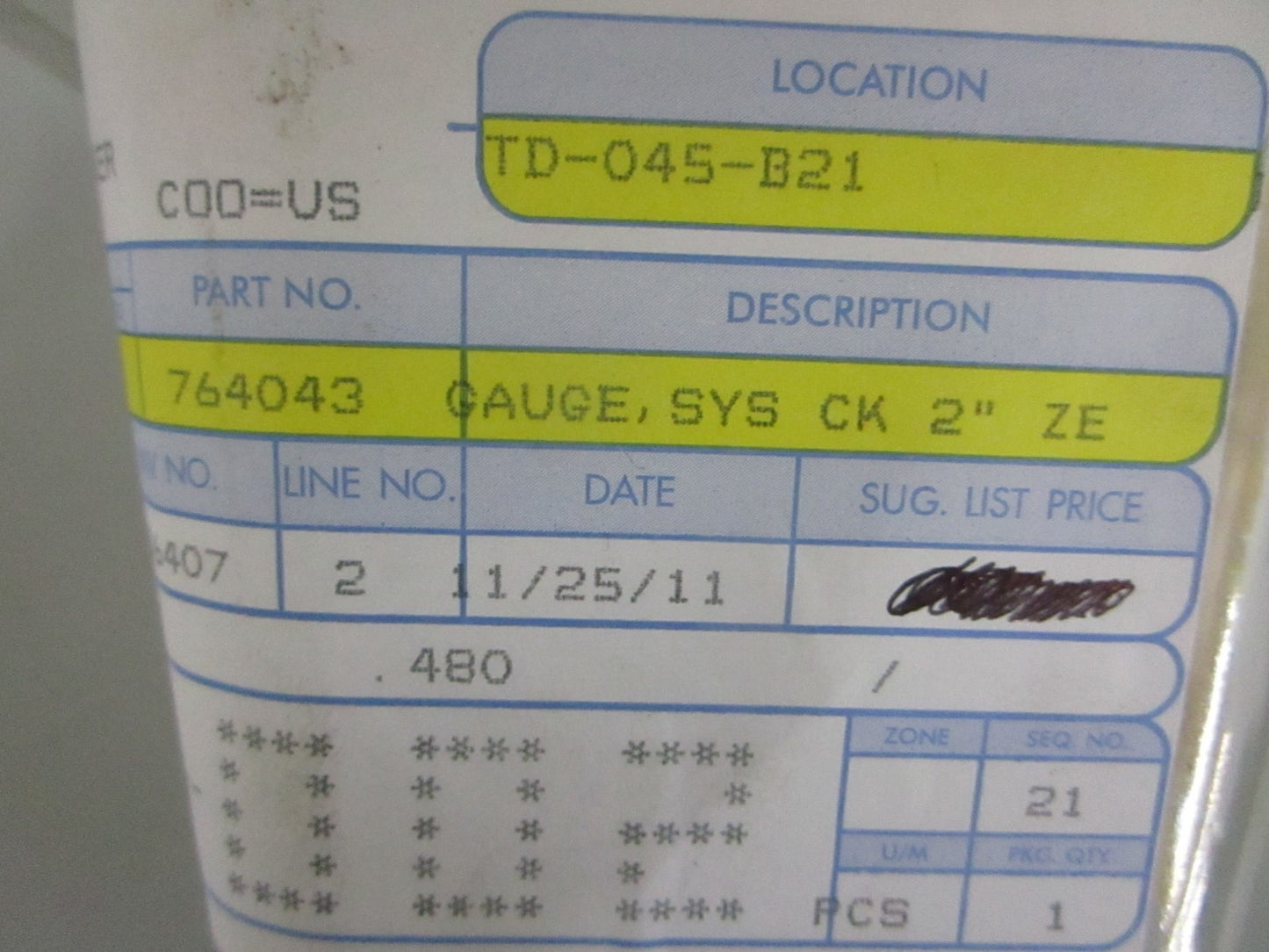 *NEW OEM* 0820 OMC Johnson Evinrude 2" System Check Zephyr Gauge Asy 764043
