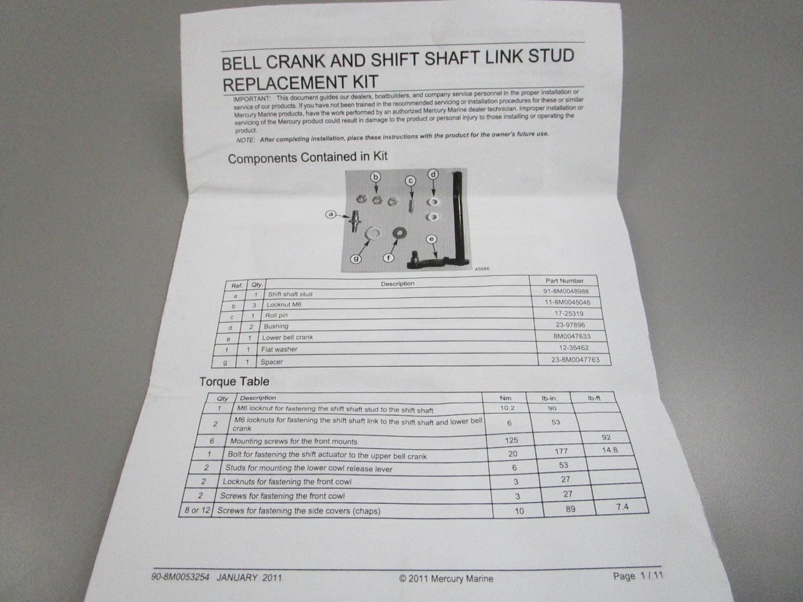 NEW OEM 8M0053260 Mercury Quicksilver Bell Crank Kit 0810