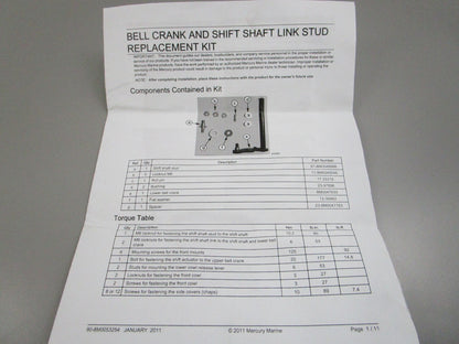 NEW OEM 8M0053260 Mercury Quicksilver Bell Crank Kit 0810