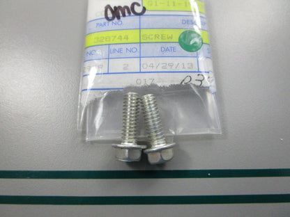 NEW OEM (LOT OF 2) 328744 0328744 OMC Johnson Evinrude Screw 0810