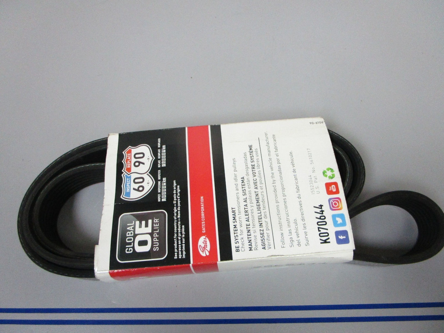 NEW K070644 Gates Micro-V 15/16" x 65" Serpentine Belt 0720