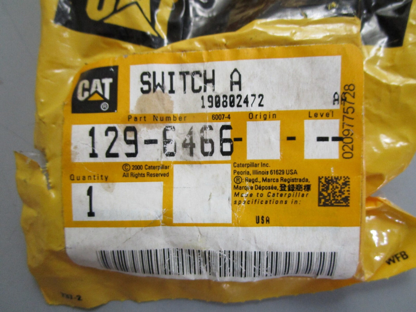 *NEW OEM* 0820 CAT Roller Switch 129-6466