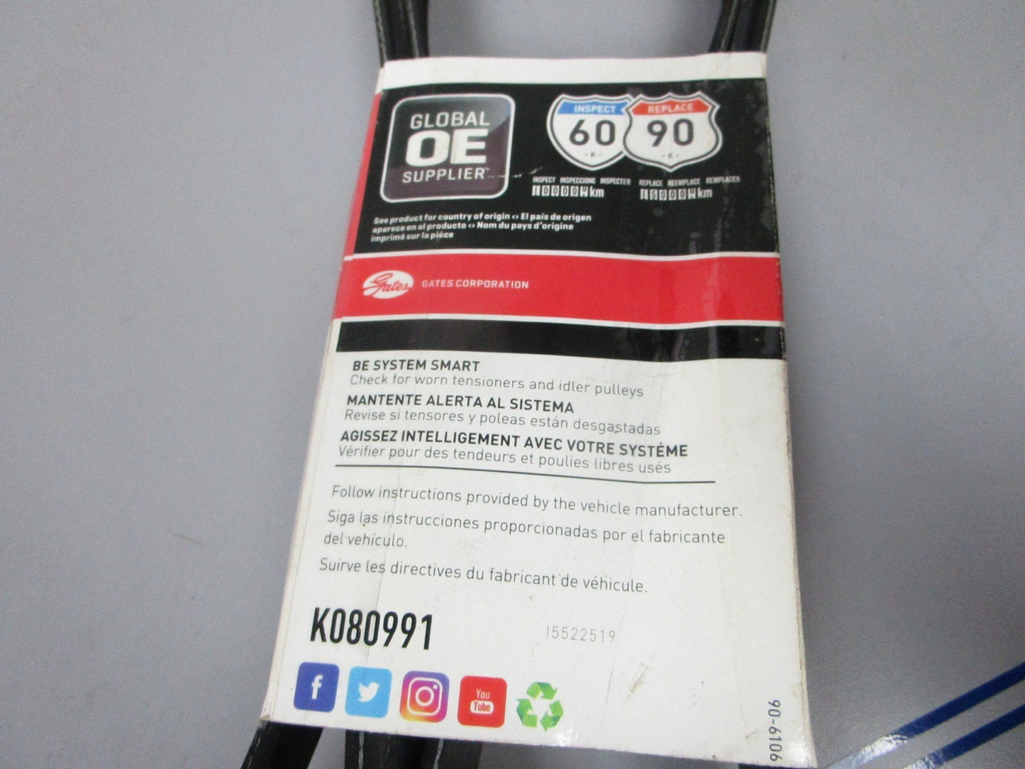 NEW K080991 Gates Micro-V 1-3/32" x 99 ⅝" Serpentine Belt 0720