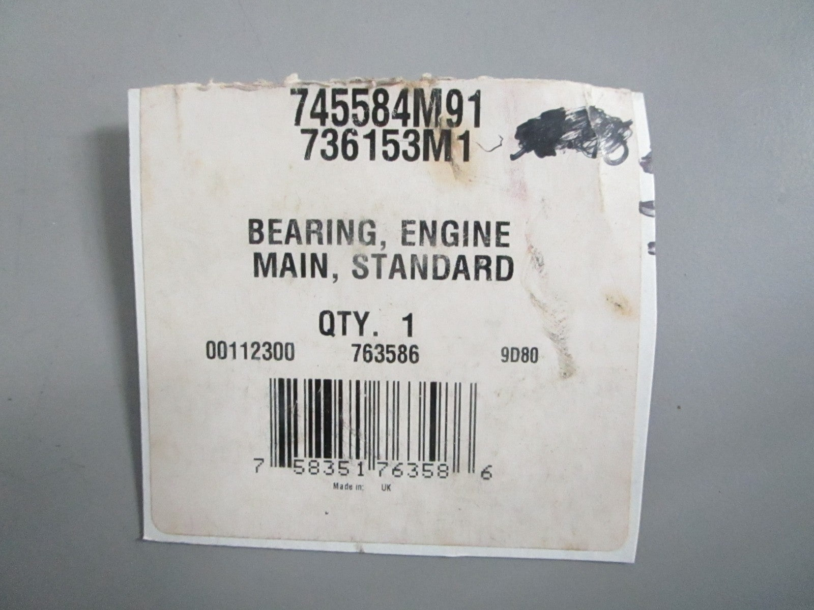 NEW 745584M91 736153M1 Tisco Main Bearing Set For: Ferguson 0820
