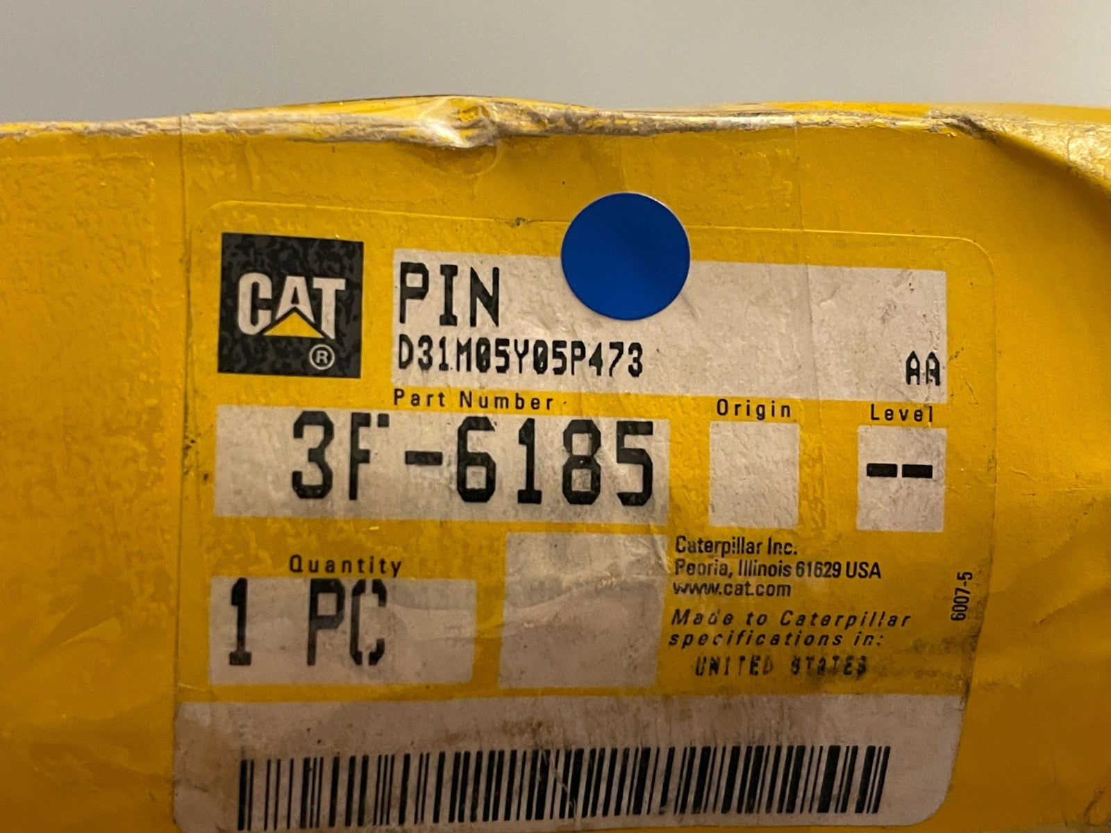 NEW OEM 3F-6185 CAT Caterpillar Pin 0720