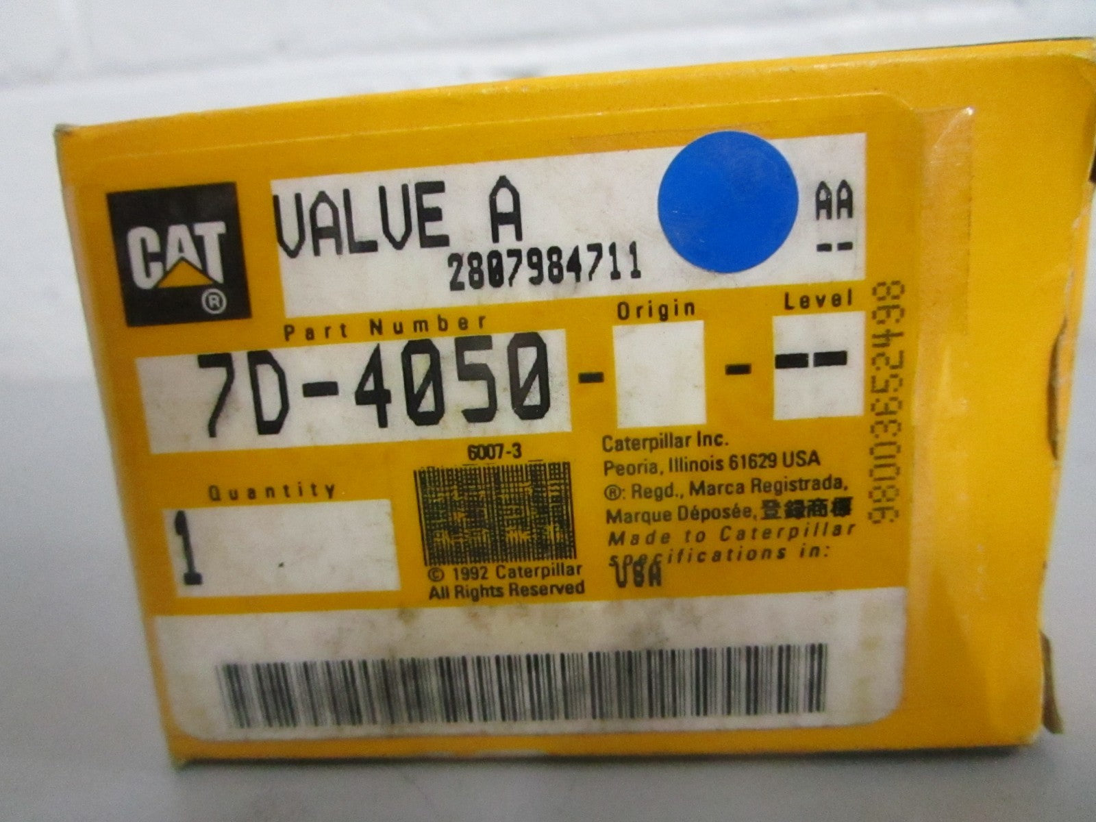 NEW OEM 7D-4050 CAT Valve A 0820