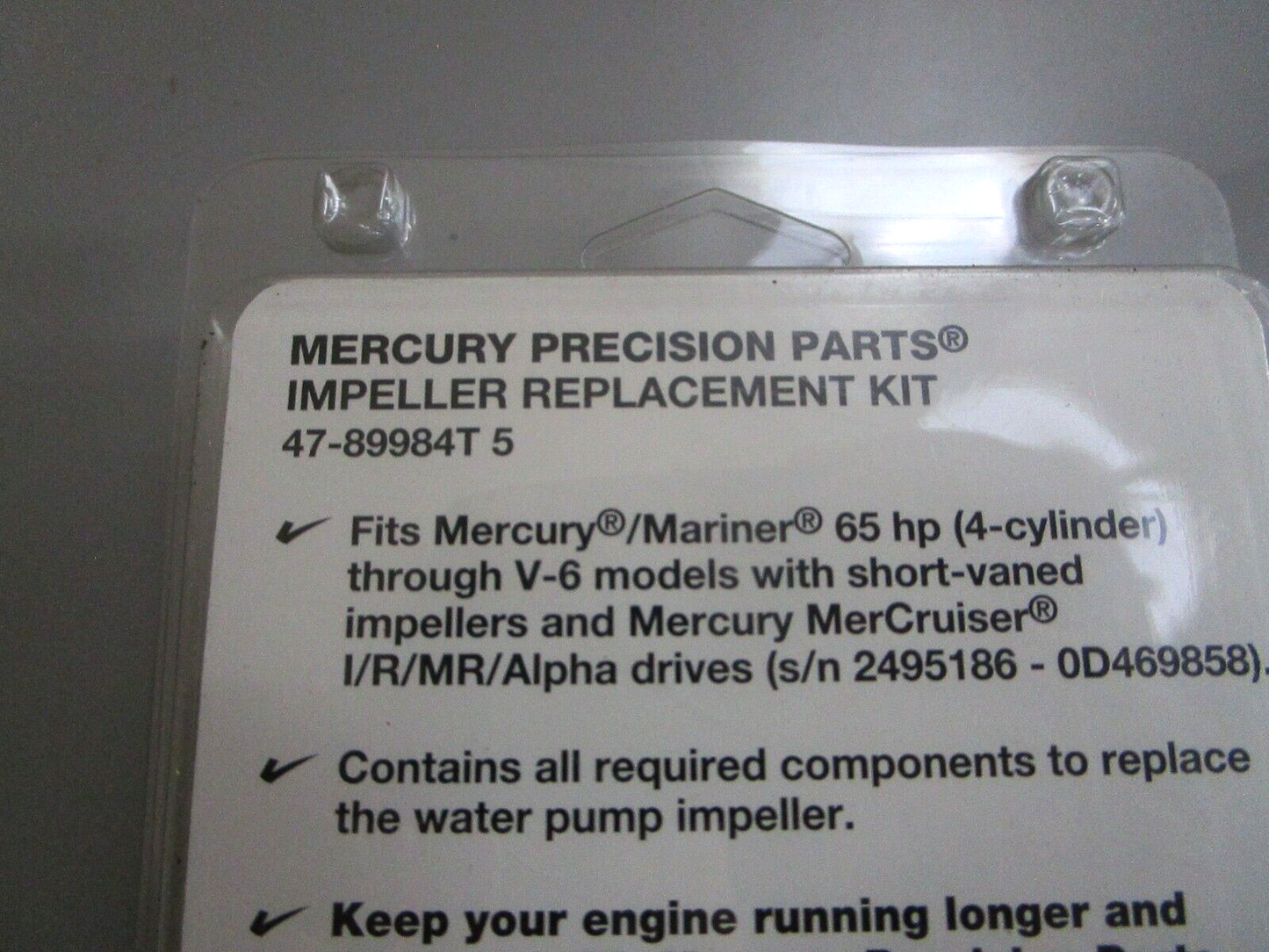 *NEW OEM* 0820 Mercury Quicksilver Impeller Replacement Kit 47-89984T 5