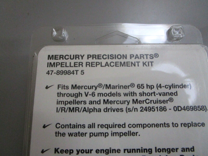 *NEW OEM* 0820 Mercury Quicksilver Impeller Replacement Kit 47-89984T 5