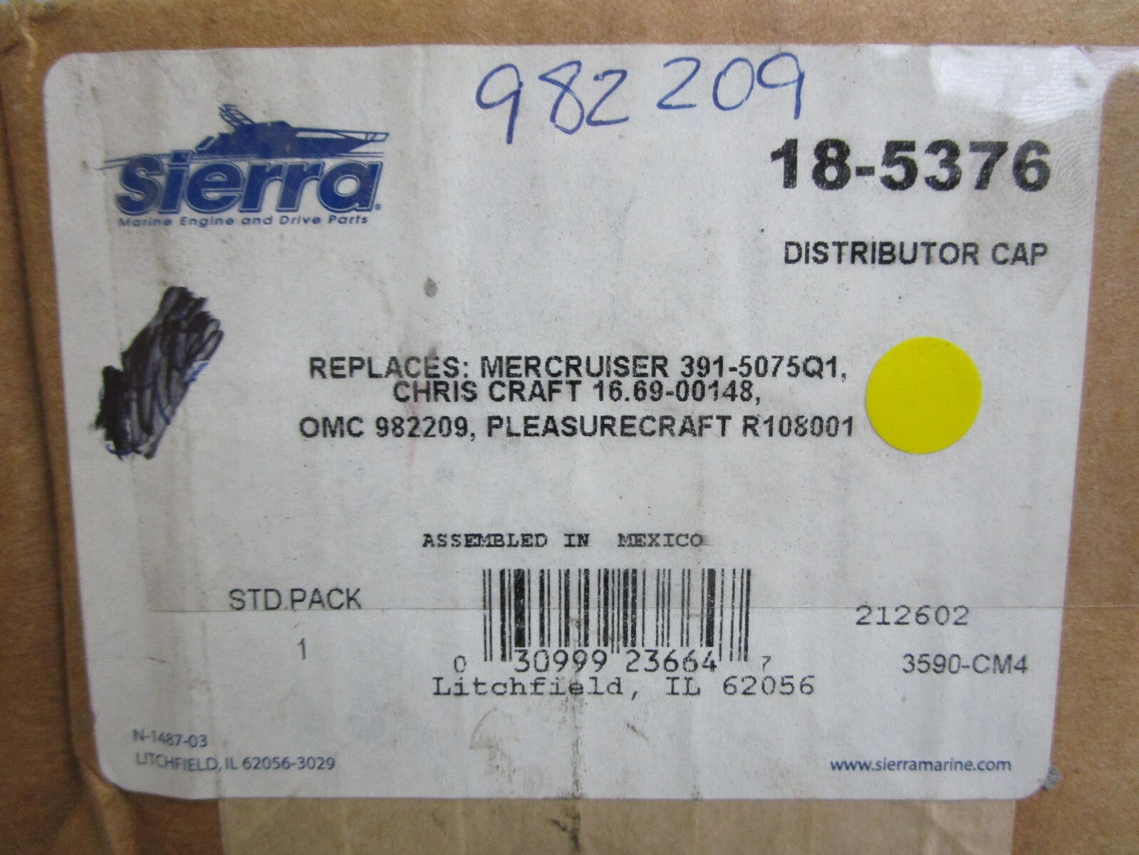 *NEW* 0820 Sierra Distributor Cap 18-5376 Replaces: 391-507Q1, 982209