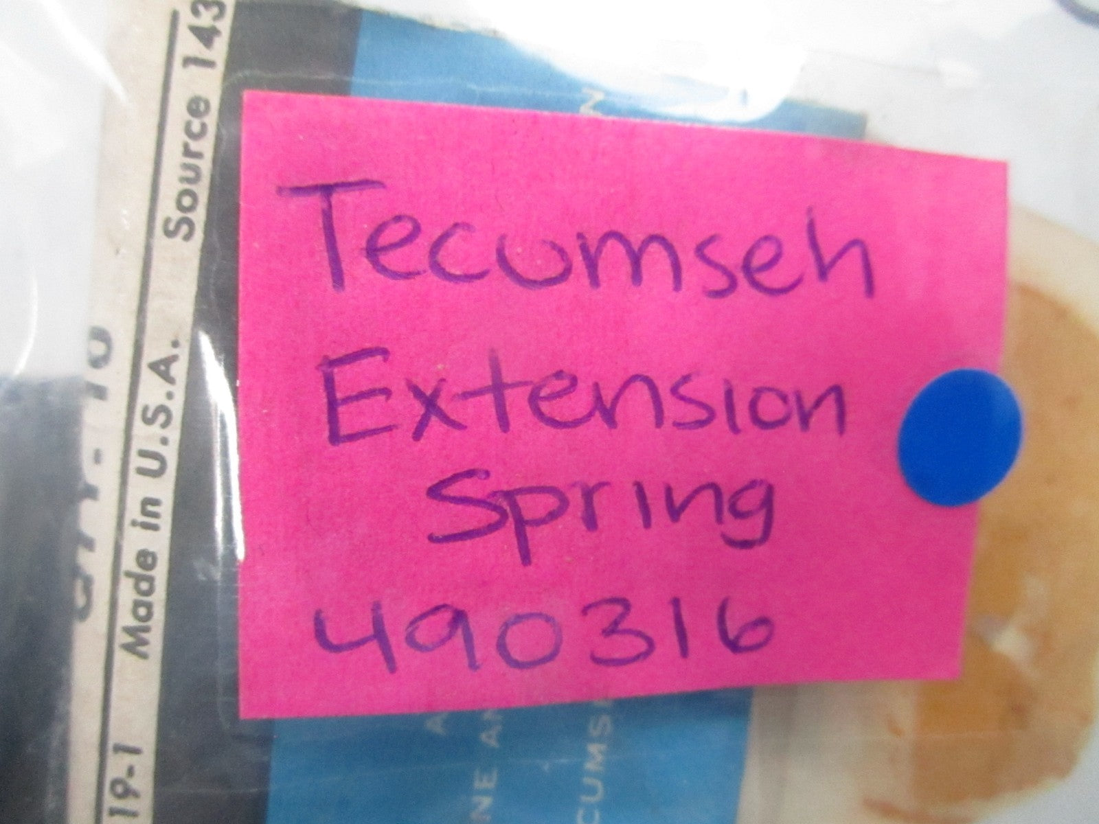 NEW OEM 490316 Tecumseh Extension Spring 0810