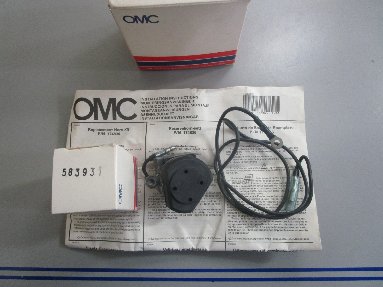*NEW OEM* 0820 OMC Johnson Evinrude Horn Wire Kit 174836 0174836