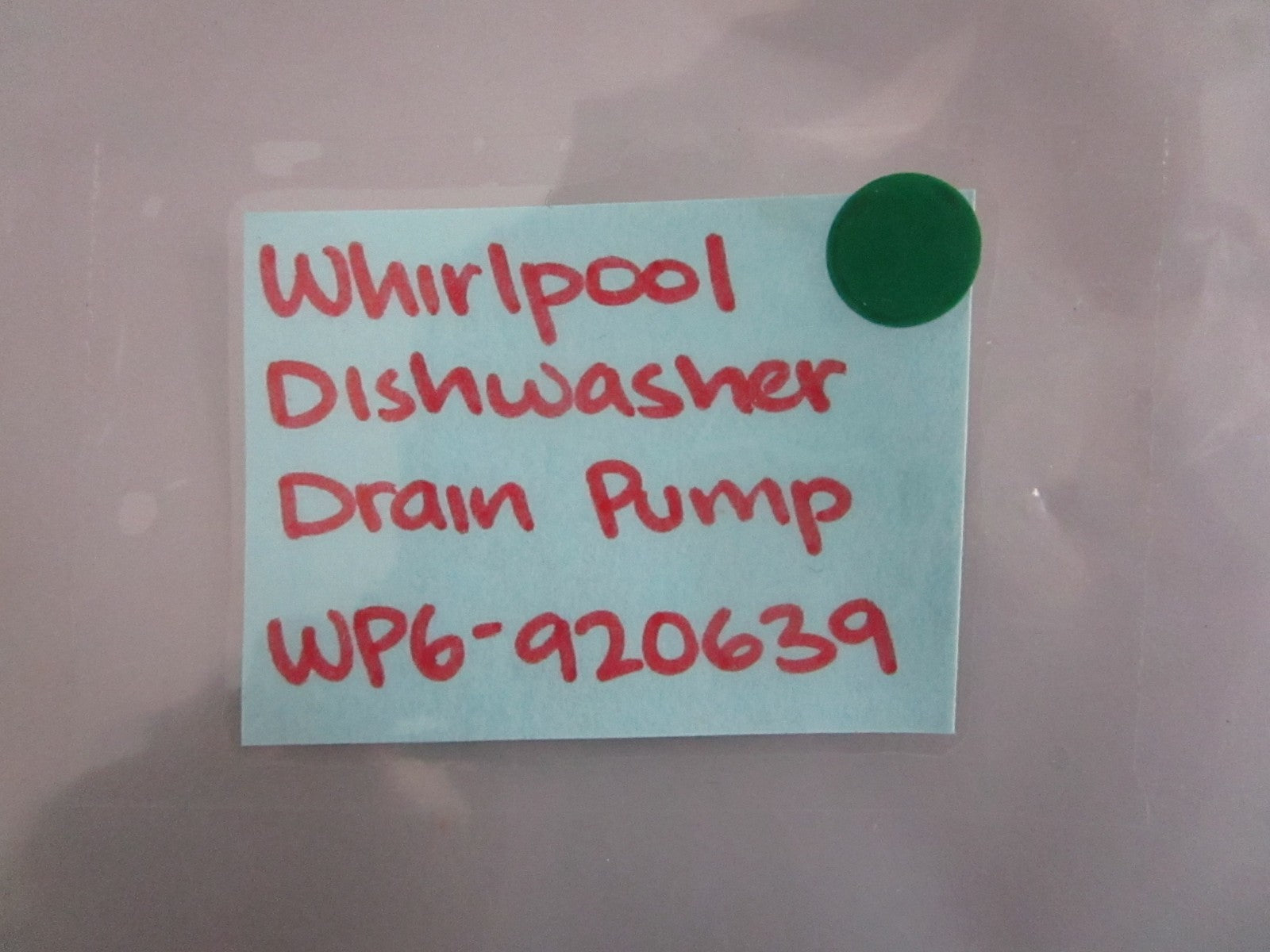 NEW OEM WP6-920639 Whirlpool Dishwasher Drain Pump 0820