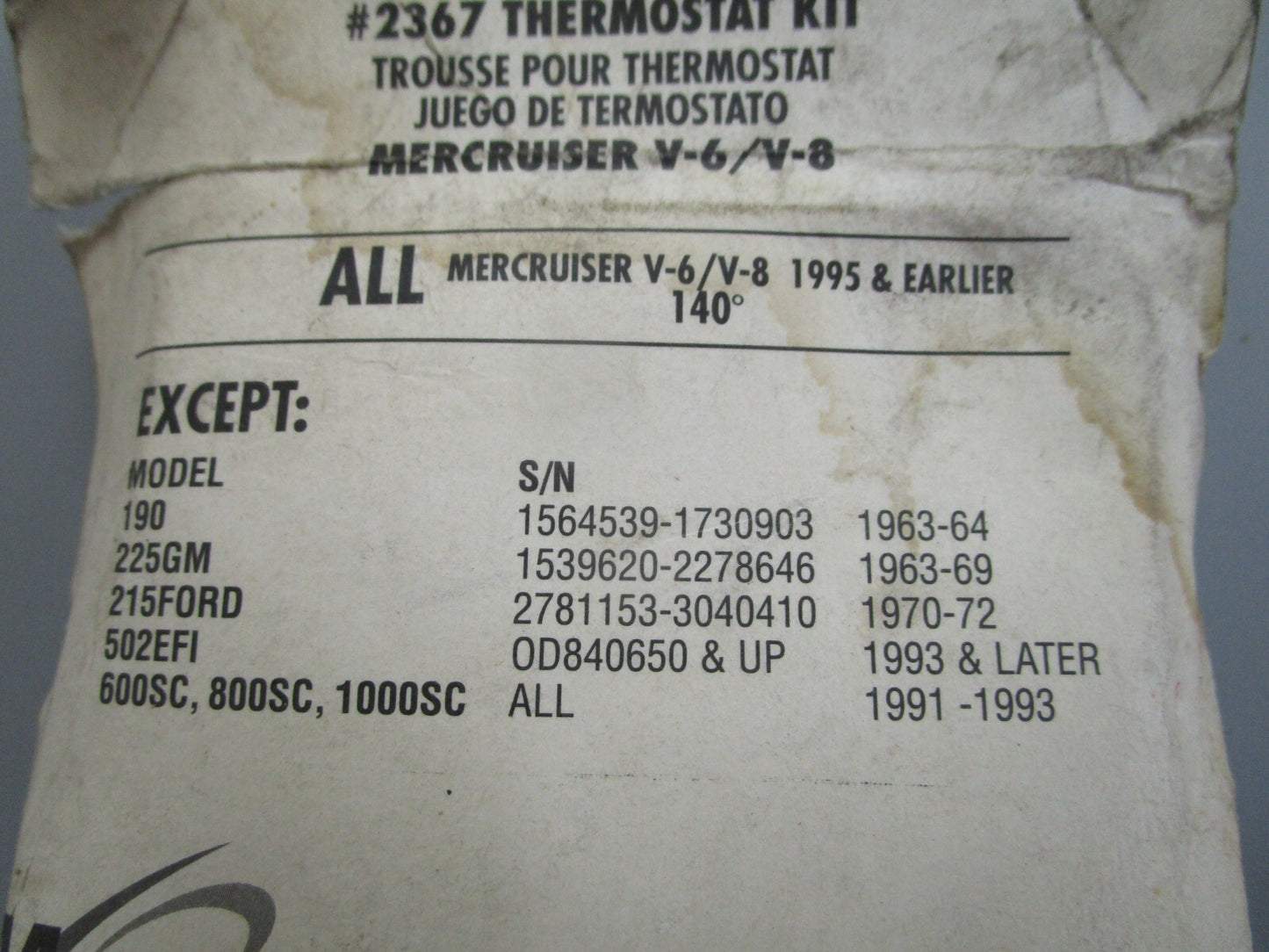 *NEW* 0820 Aqua Power Thermostat Kit 2367 For: MerCruiser