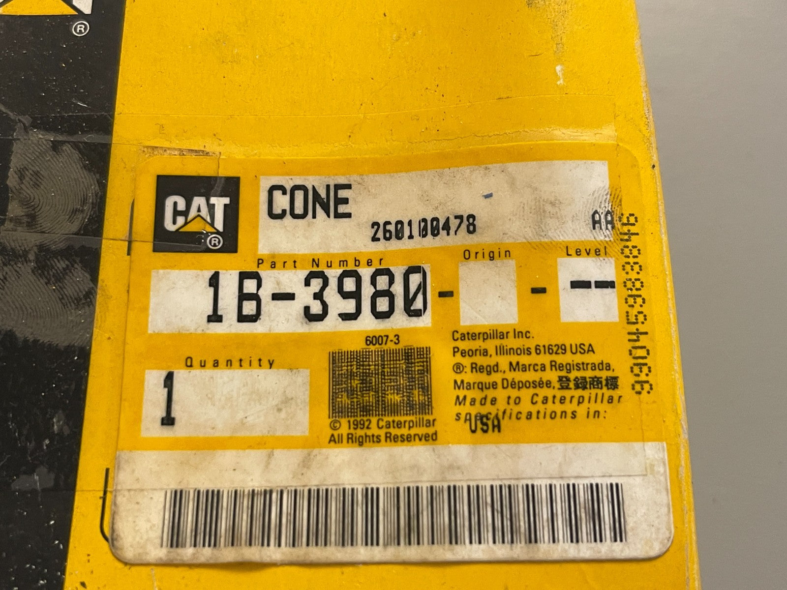 NEW OEM 1B-3980 CAT Caterpillar Cone Assembly 0720