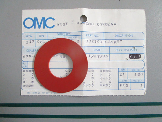 NEW OEM 332109 0332109 OMC Johnson Evinrude Gasket 0820