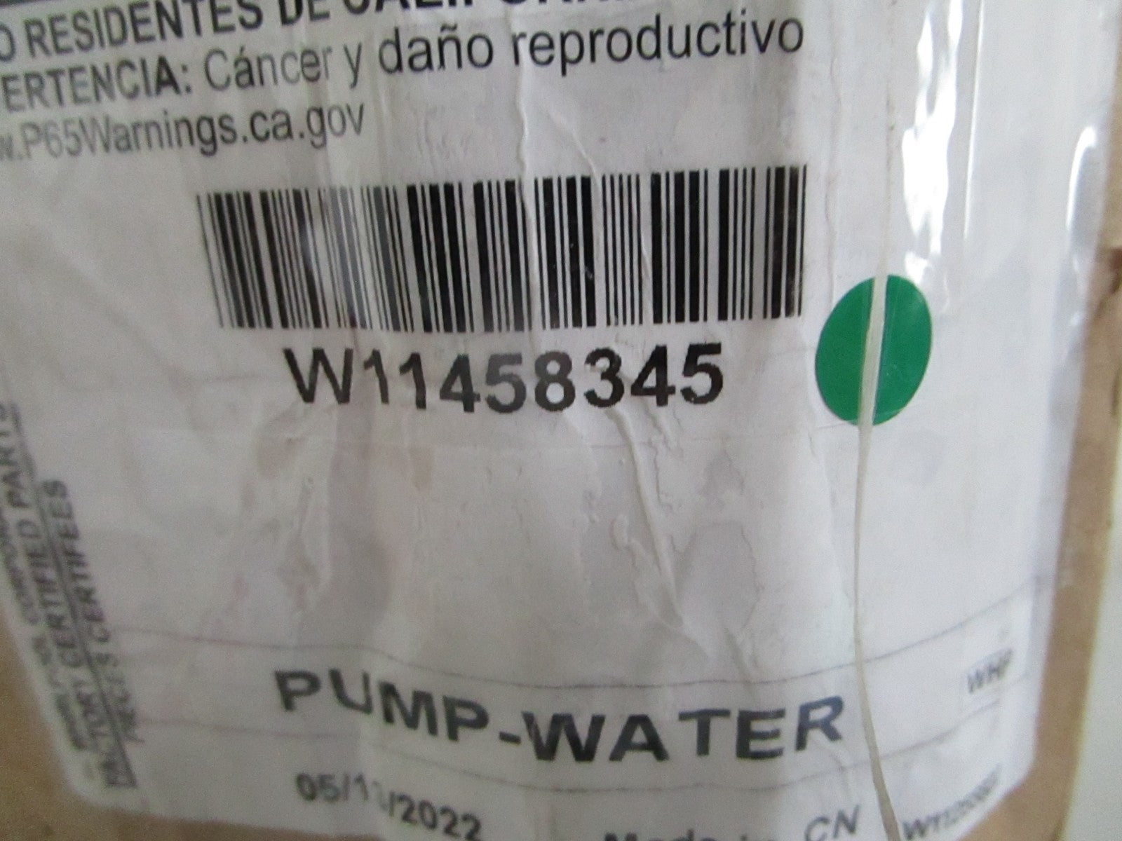 Whirlpool NEW OEM Washer Water Pump W11458345 NOS Drain Pump Assembly 0820