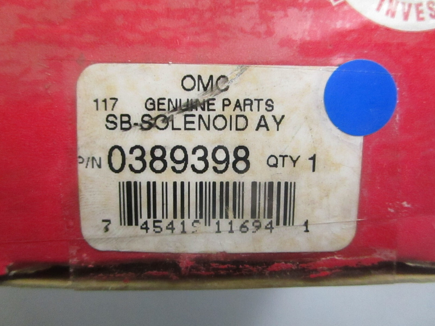 *NEW OEM* 0810 OMC Johnson Evinrude Solenoid Assembly 389398 0389398