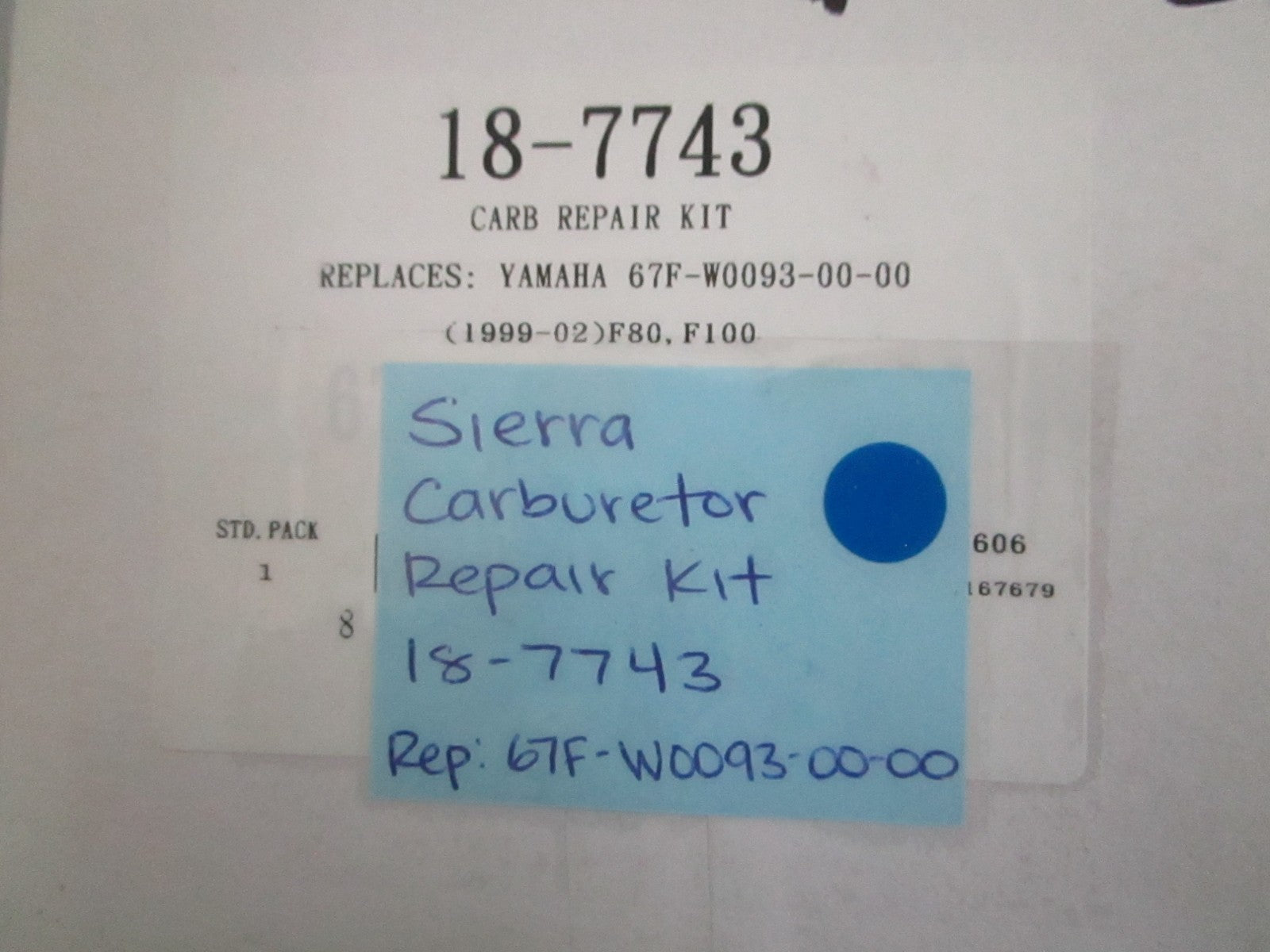 *NEW* 0820 Sierra Carburetor Repair Kit 18-7743 Rep: 67F-W0093-00-00