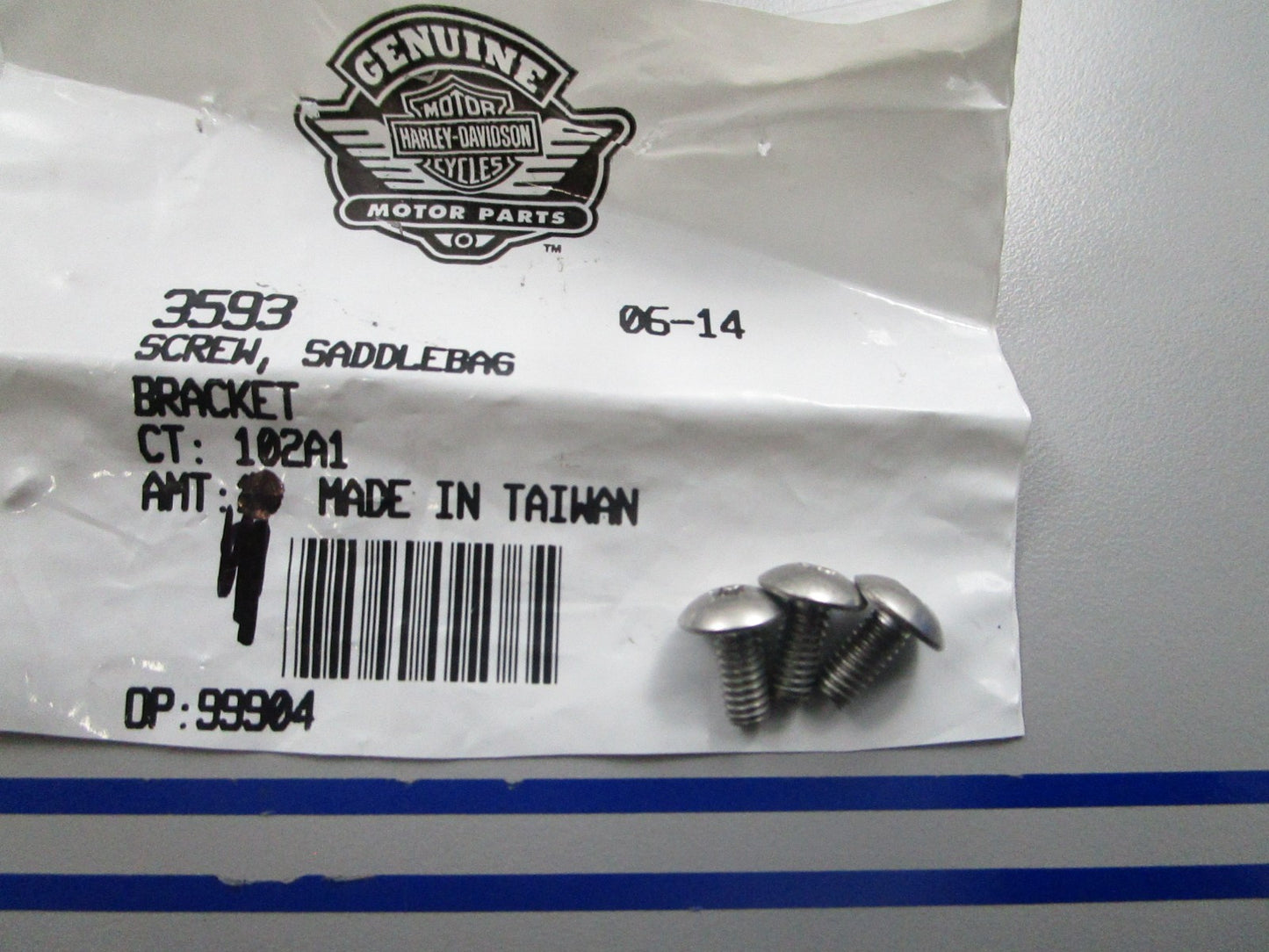 *NEW OEM* (LOT OF 3) 0810 Harley Davidson Saddle Boig Bracket Screw 3593