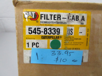 CAT NEW OEM Cabin Air Filter 545-8339 MERV 14 D5 D6 D6T D7 D8 Tractor NOS 0810