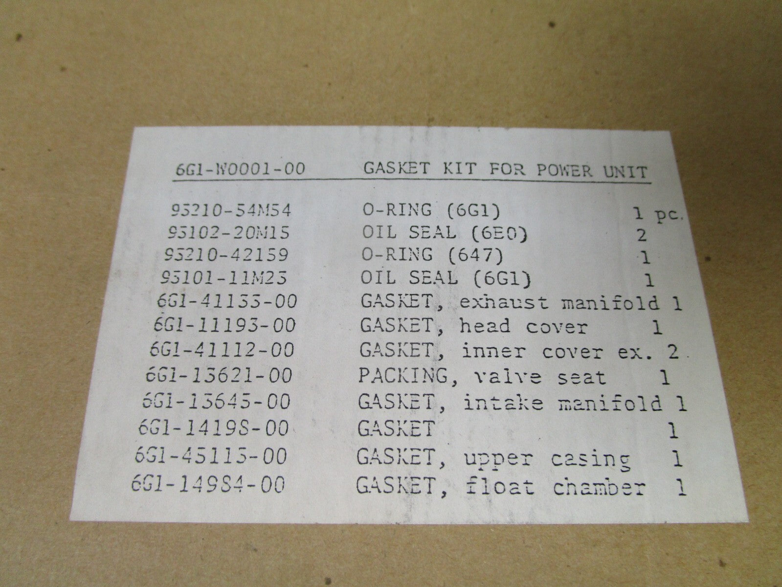 *NEW OEM* 0720 Yamaha Gasket Kit 6G1-W0001-00-00