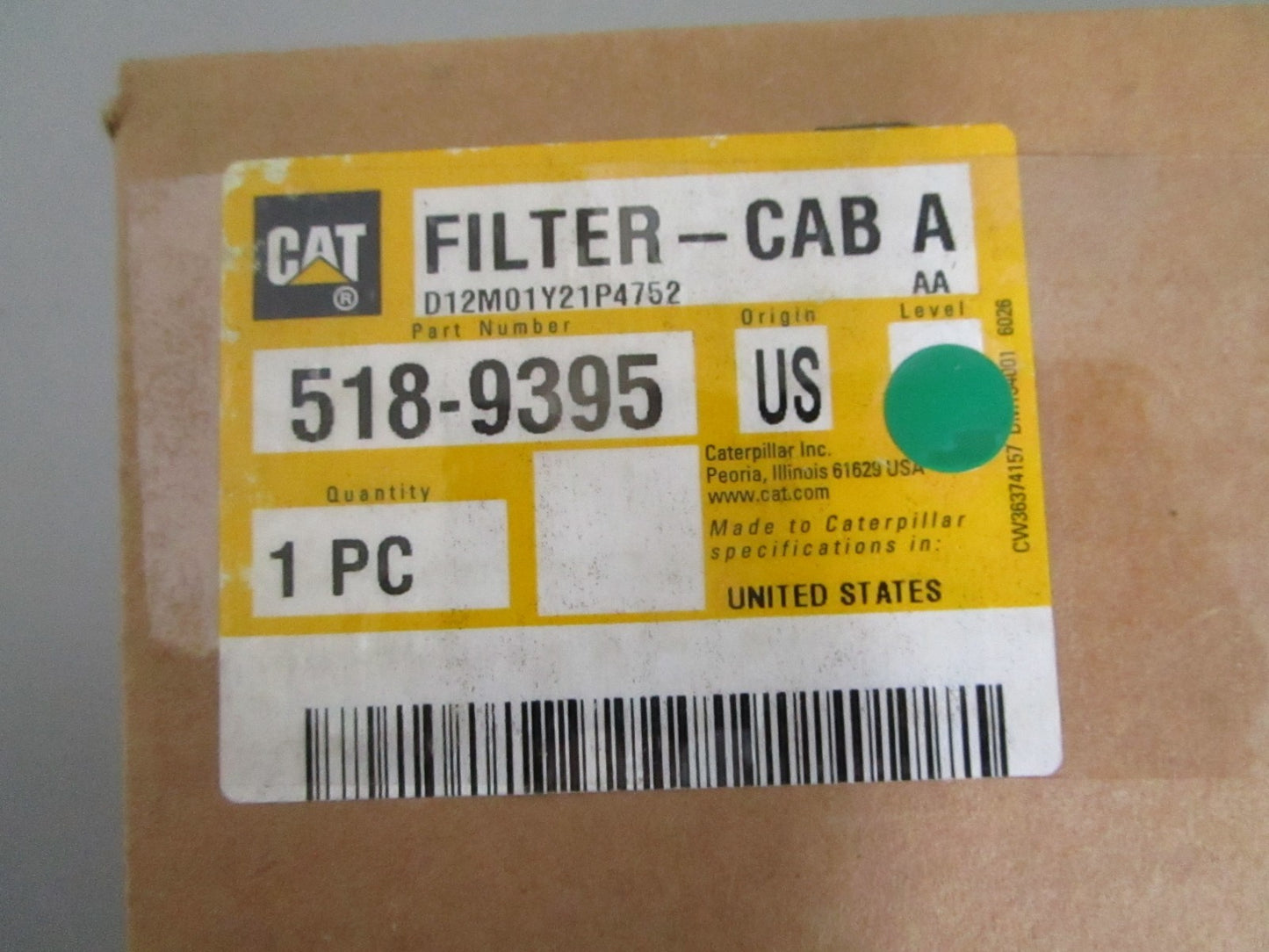 Caterpillar 518-9395 NEW OEM Cab Air Filter Mini Excavator 304 306 308 309 0820