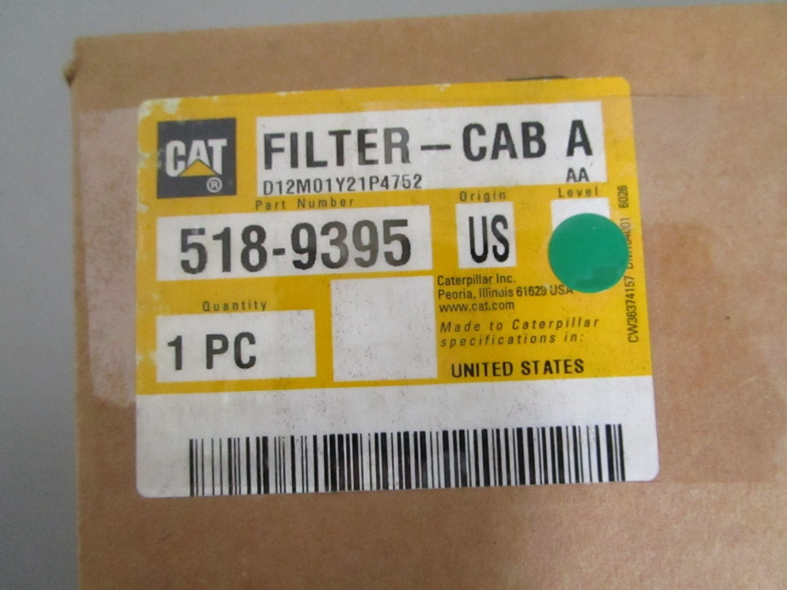 Caterpillar 518-9395 NEW OEM Cab Air Filter Mini Excavator 304 306 308 309 0820