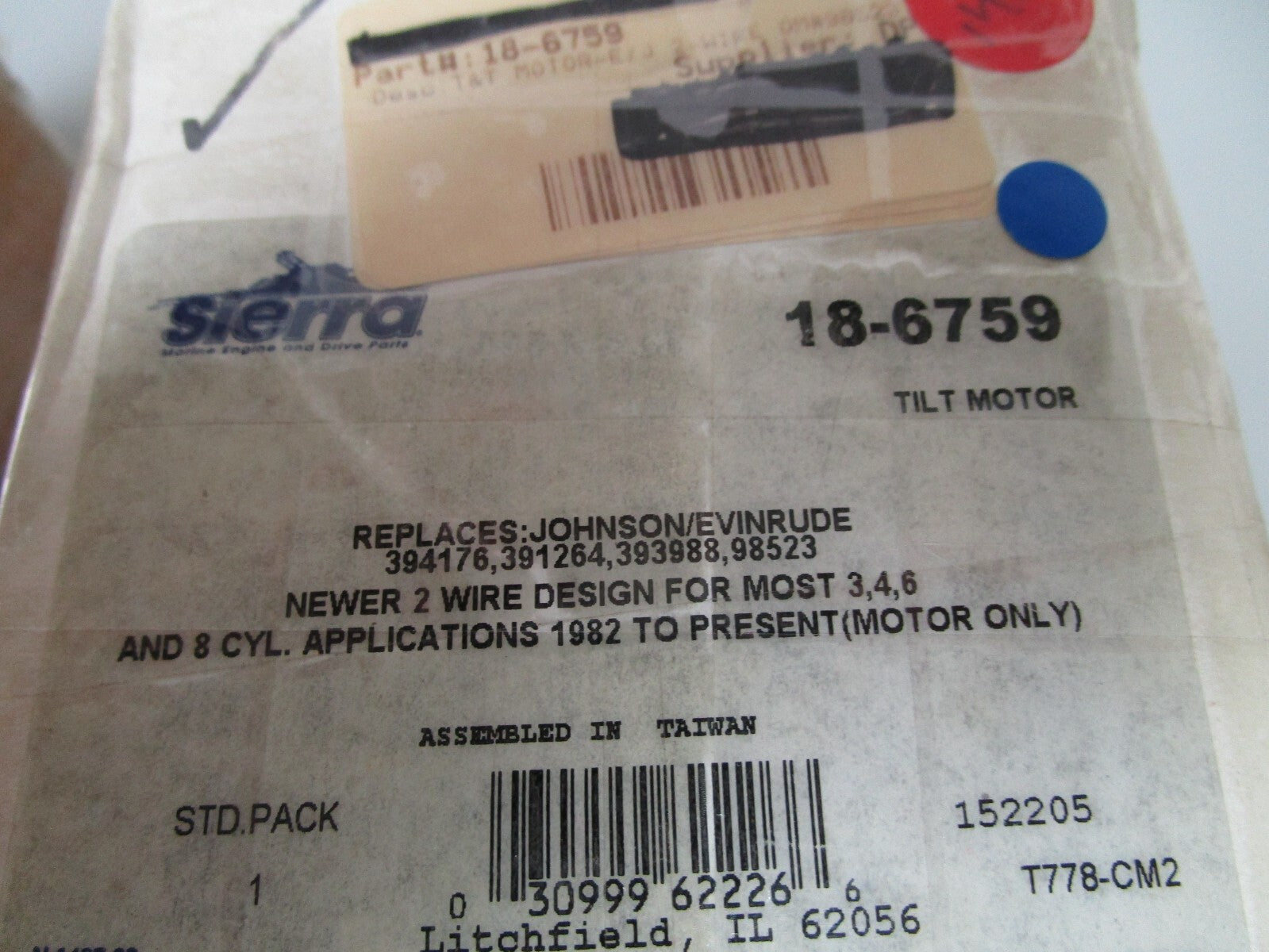 *NEW* 0720 Sierra 2 Wire Tilt Motor Ay 18-6759 Replaces: 394176 391264 393988