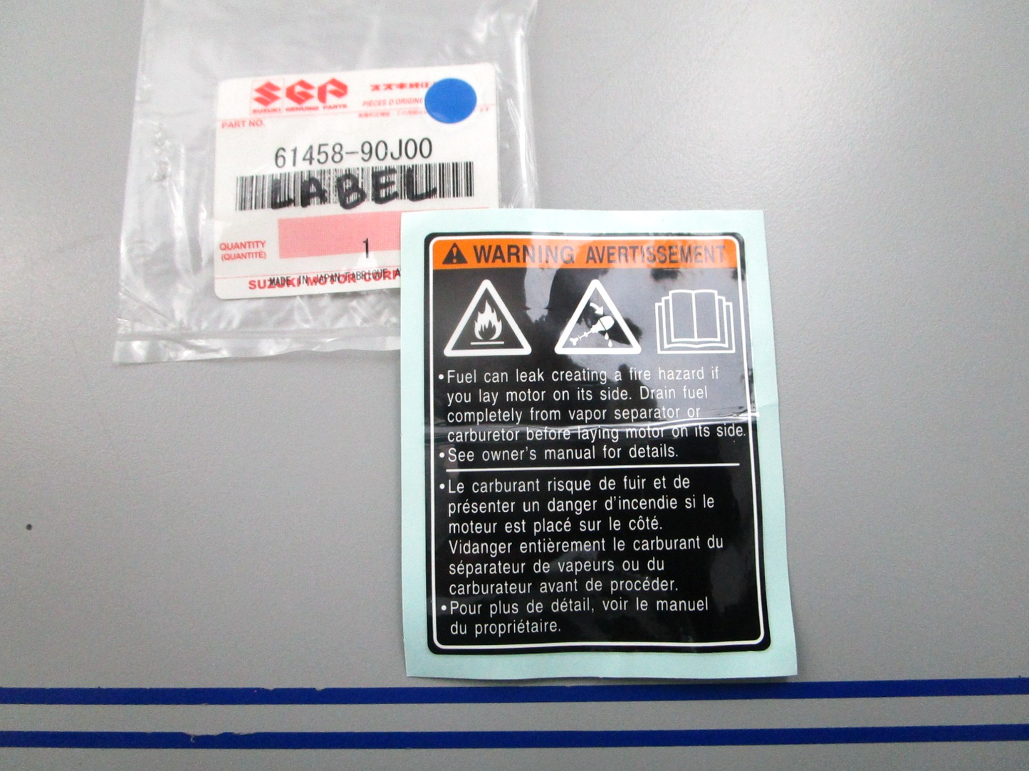 NEW OEM Suzuki 61458-90J00 Label 0810