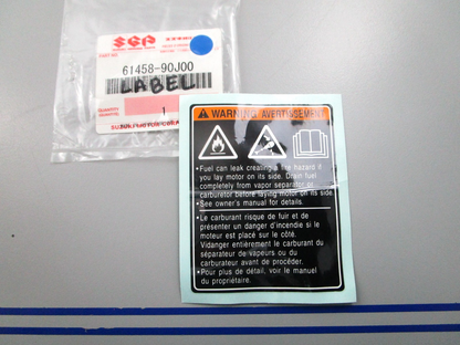NEW OEM Suzuki 61458-90J00 Label 0810
