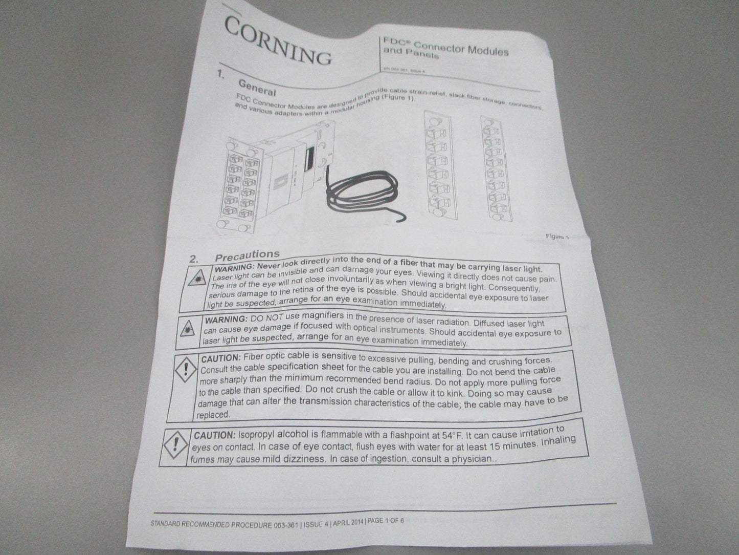 Corning NEW OEM FDC Connector Panel ST MM 62.5um FDC-CP1P-06-25 0810