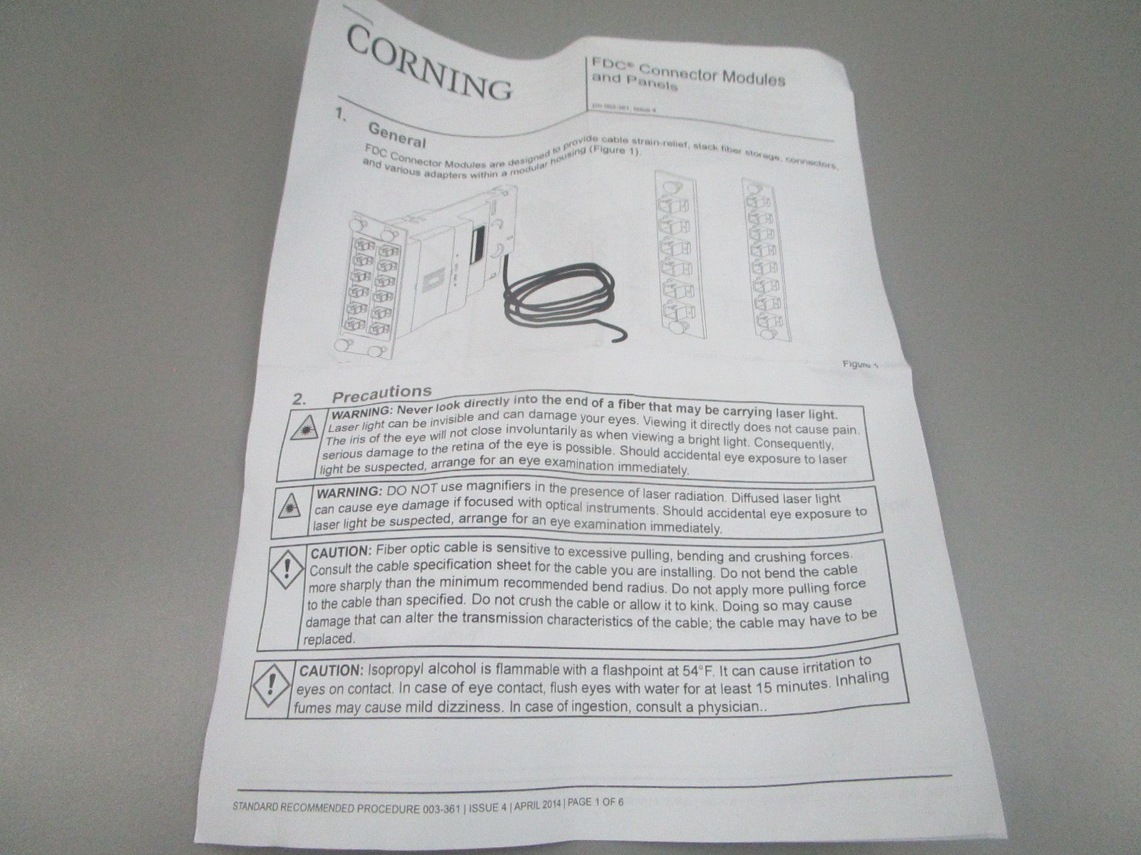 Corning NEW OEM FDC Connector Panel ST MM 62.5um FDC-CP1P-06-25 0810