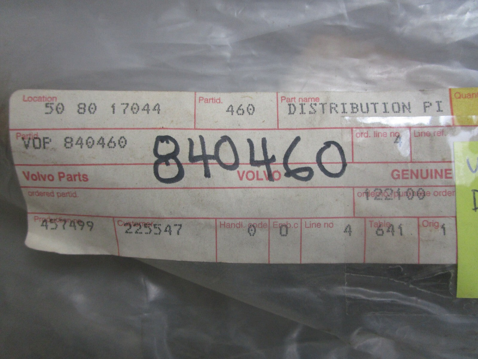 *NEW OEM* 0820 Volvo Penta Distribution Piper 840460