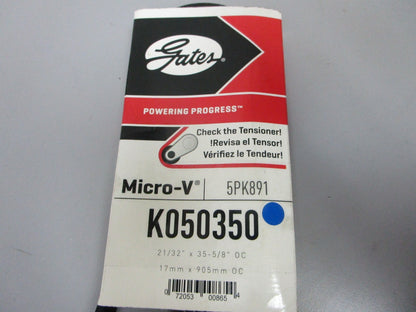 NEW K050350 Gates Micro-V 21/32" x 35 ⅝" Serpentine Belt 0720