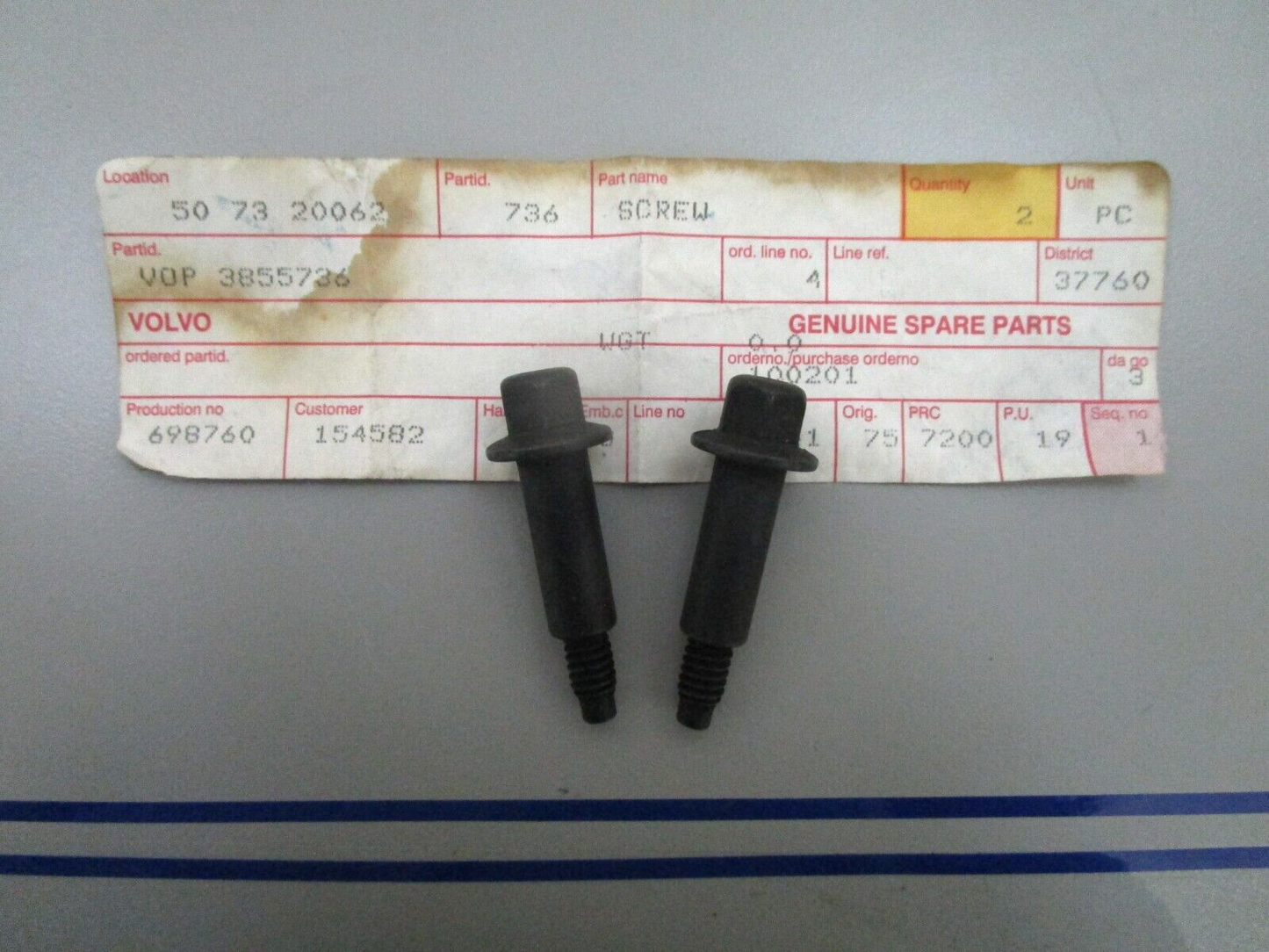 *NEW OEM* (LOT OF 2) 0810 Volvo Penta Screw 3855736