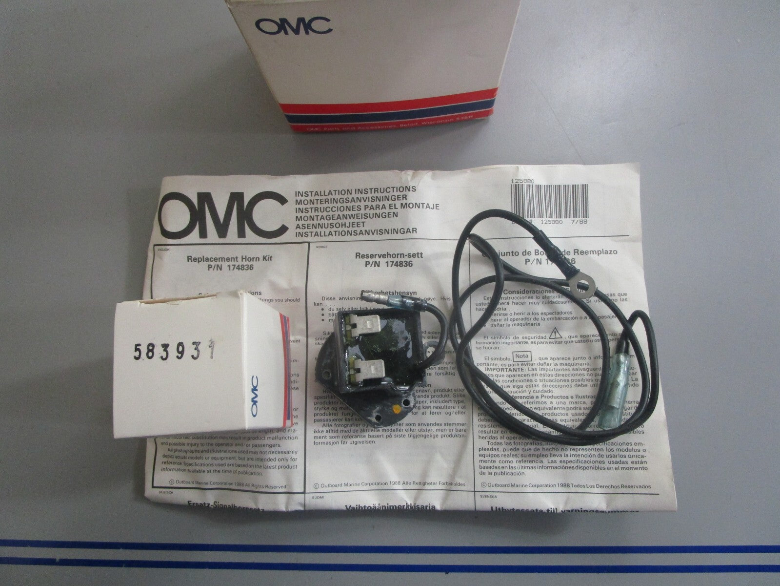 *NEW OEM* 0820 OMC Johnson Evinrude Horn Wire Kit 174836 0174836