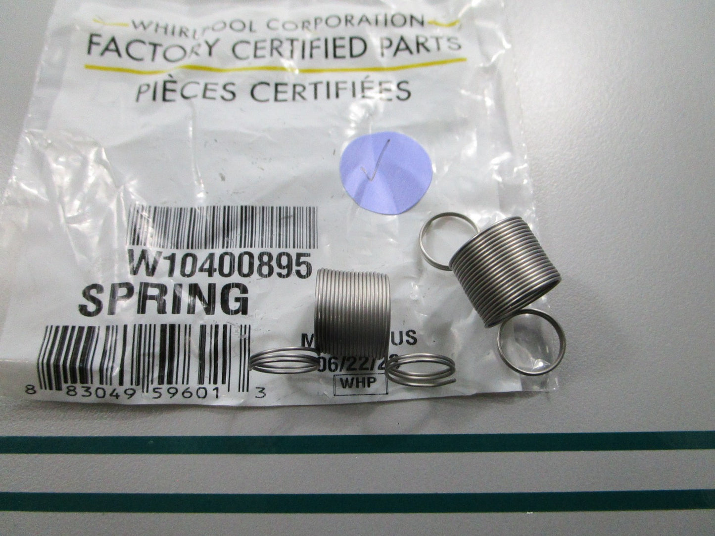 NEW OEM W10400895 Whirlpool 2 Spring Set 0810