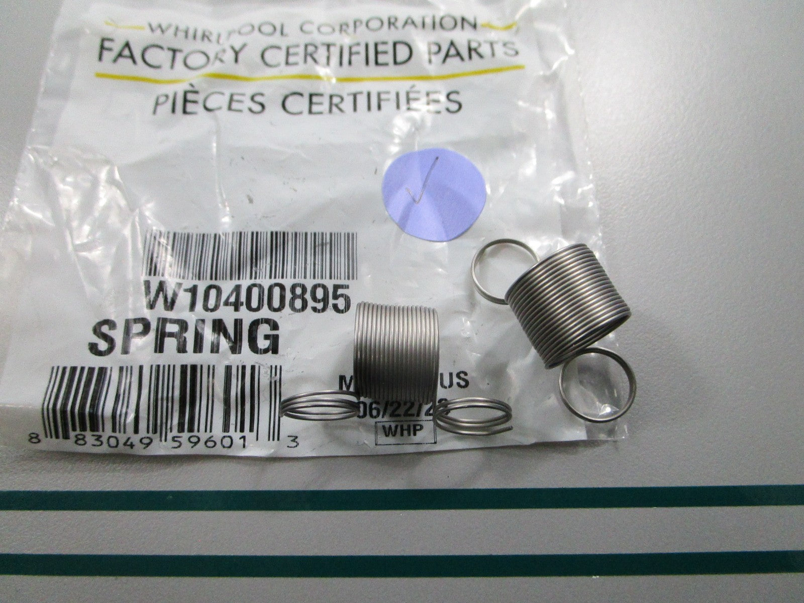 NEW OEM W10400895 Whirlpool 2 Spring Set 0810
