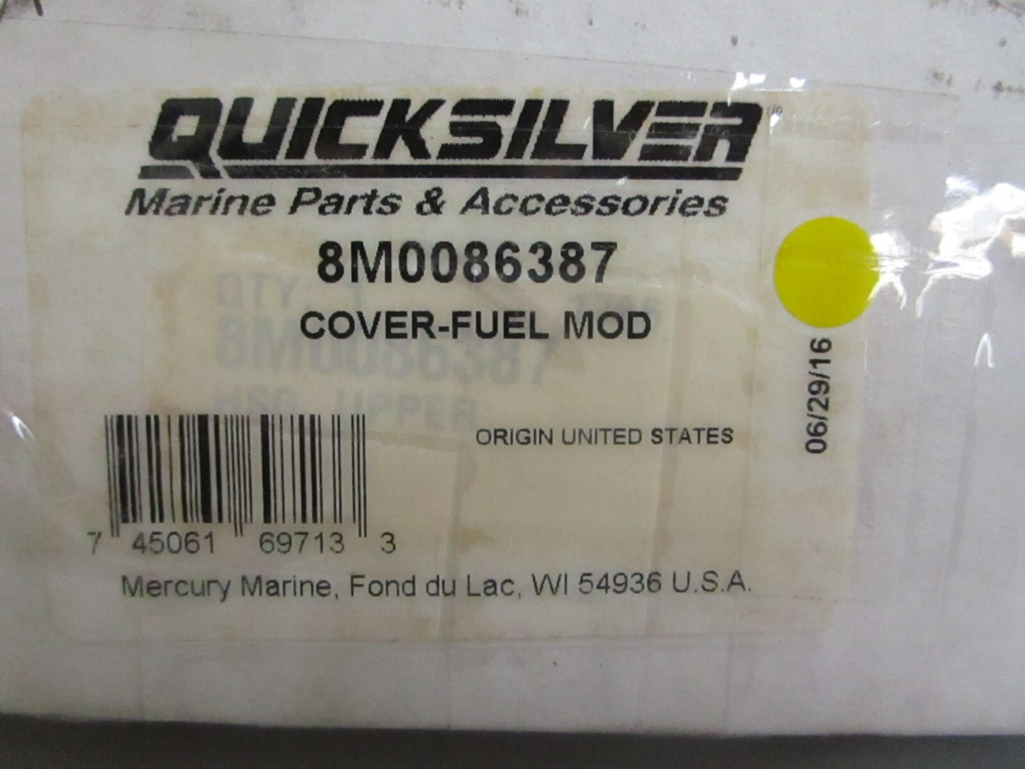 *NEW OEM* 0820 Mercury Quicksilver Fuel Mod Cover 8M0086387
