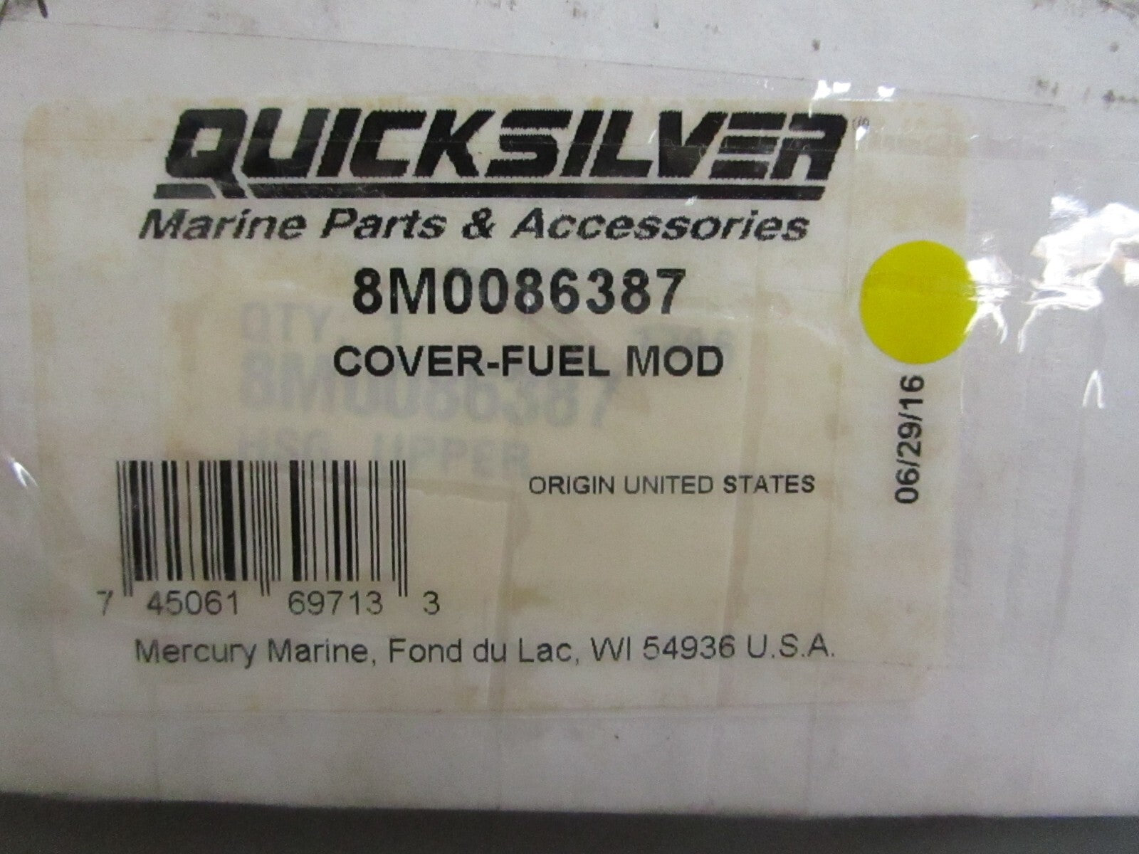 *NEW OEM* 0820 Mercury Quicksilver Fuel Mod Cover 8M0086387