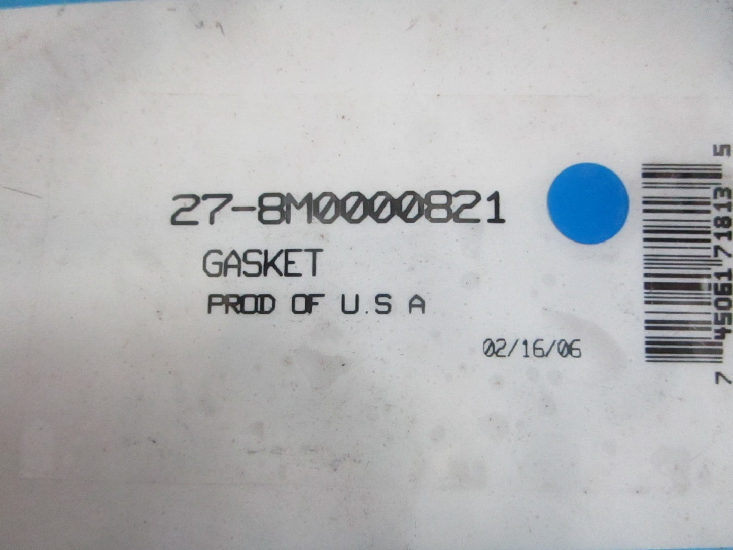 NEW OEM 27-8M0000821 Mercury Quicksilver Gasket 0820