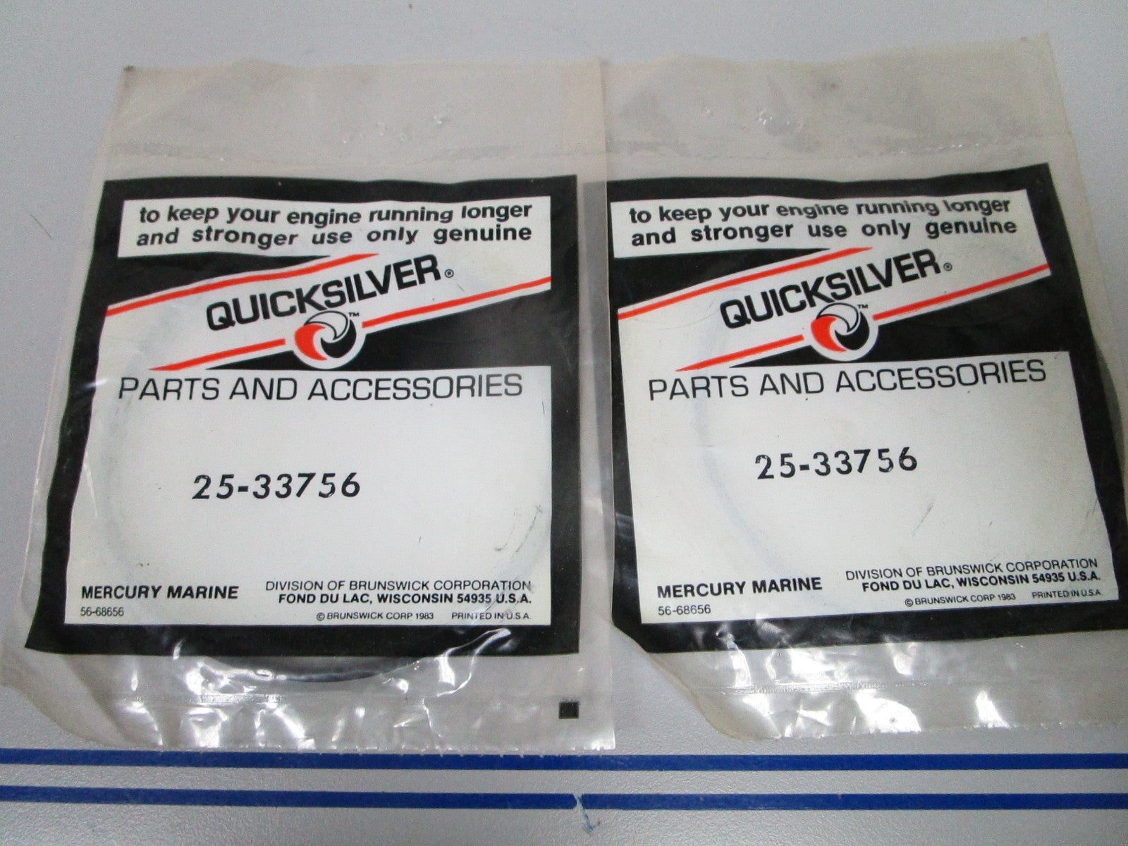 NEW OEM (LOT OF 2) 25-33756 Mercury Quicksilver O-Ring 0810