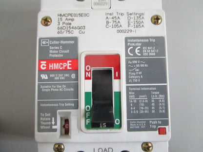 Cutler-Hammer HMCPE015E0C Motor Circuit Protector 3P 15A 480V NEW OEM 0820