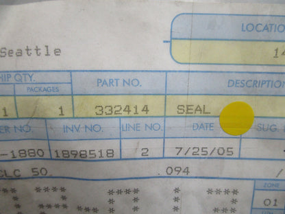 *NEW OEM* 0820 OMC Johnson Evinrude Seal 332414 0332414