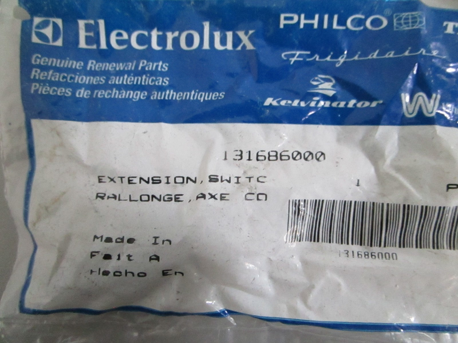 NEW OEM 131686000 Electrolux Switch Extension 0820
