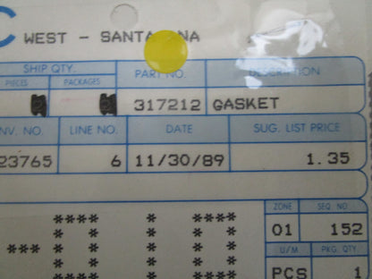 *NEW OEM* 0810 OMC Johnson Evinrude Gasket 317212 0317212