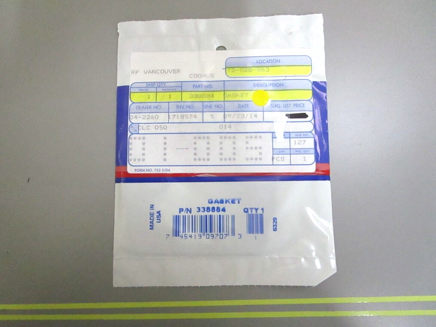 *NEW OEM* 0750 OMC Johnson Evinrude GASKET 338884 0338884
